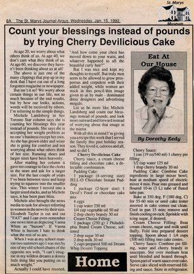 &quot;Count your blessings instead of pounds by trying Cherry Devilicious Cake&quot;, Eat at Our House, 15 January 1992