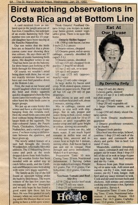 &quot;Bird watching observations in Costa Rica and at Bottom Line&quot;, Eat at Our House, 29 January 1992