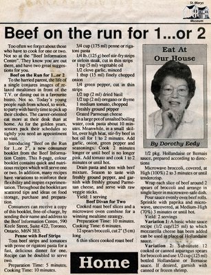 &quot;Beef on the run for 1...or 2&quot;, Eat at Our House, 1992