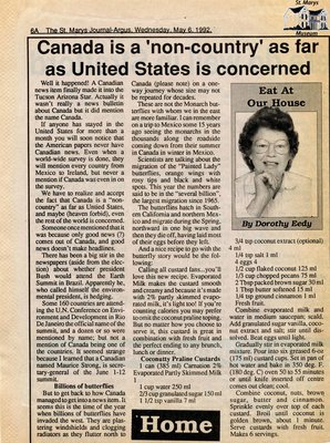 &quot;Canada is a 'non-country' as far as United States is concerned&quot;, Eat at Our House, 6 May 1992