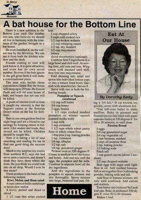 &quot;A bat house for the Bottom Line&quot;, Eat at Our House, August 1993