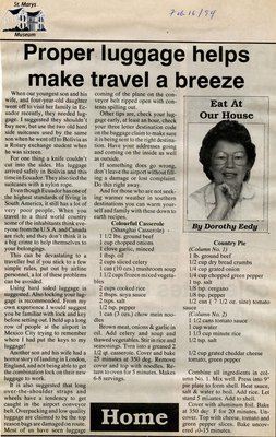 &quot;Proper luggage helps make travel a breeze&quot;, Eat at Our House, 16 February 1994