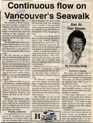 &quot;Continuous flow on Vancouver's Seawalk&quot;, Eat at Our House, February 1994