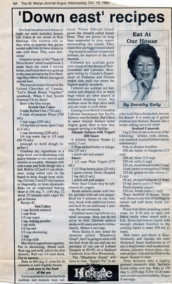 &quot;'Down east' recipes&quot;, Eat at Our House, 19 October 1994