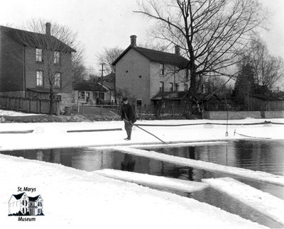 Cutting Ice Above Goldie's Dam