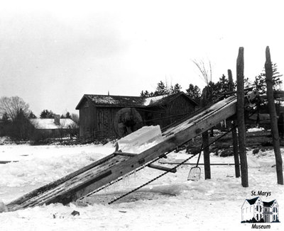 Cutting Ice Above Goldie's Dam