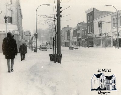 Downtown St. Marys in Winter, 1978