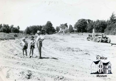 Three People with House and Farm