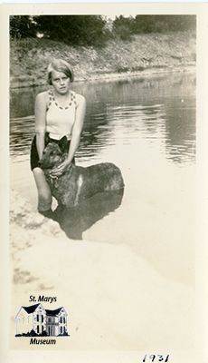 Isabelle Chesterfield and Family Dog in the Thames