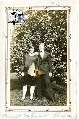 Bruce Chesterfield and Margaret McConnell in Front of Greenery