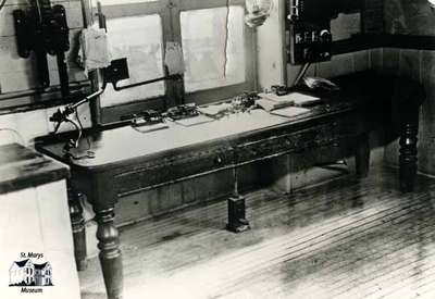 Interior of St. Marys Junction Station showing &quot;Thomas Edison desk&quot;