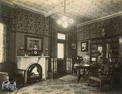 Interior view of Athol Brae, 1913