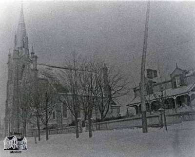 Presbyterian Church and old manse, ca. 1890