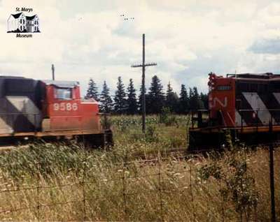 Two freight trains near the St. Marys Junction