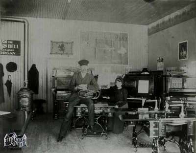 Interior of Tovell Music Store, ca. 1910