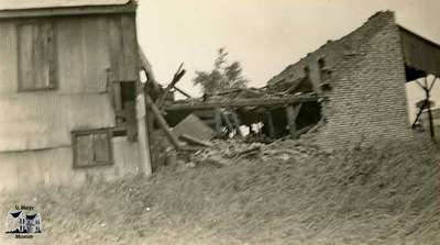 Building damaged by windstorm