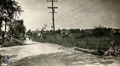 Fallen trees, hydro poles and other damage, 1933