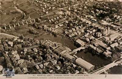 Aeroplane view of St. Marys, ca. 1919