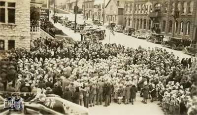 Celebration of King George V Silver Jubilee outside the St. Marys Town Hall, 1935.