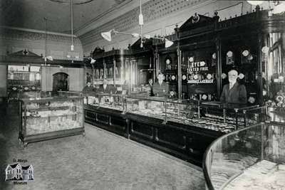 Interior of Andrews' store, ca. 1916