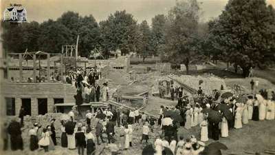 Laying the cornerstone of the new Central School, 1914