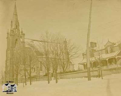 First Presbyterian Church and manse, 1900