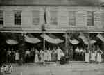 Beattie's storefront and staff during Old Boy's Reunion - July 19, 1899