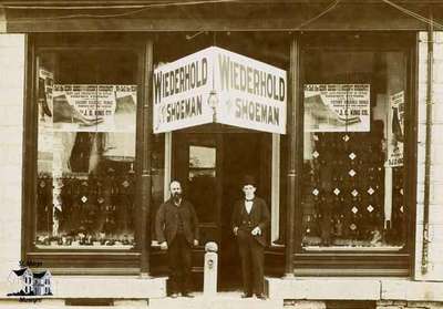 Wiederhold Shoeman store exterior, ca. 1890