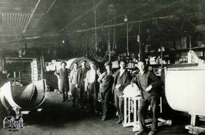 Interior view of Richardson's Foundry with employees