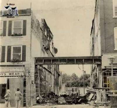 Aftermath of fire to 117 Queen Street East, ca. 1975