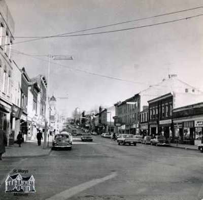 Queen Street looking east from the northwest corner of Queen and Water Streets, ca. 1952