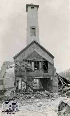 Fire hall on Water Street North being demolished, ca. 1950s