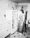 Unidentified Woman Standing at an Open Refrigerator