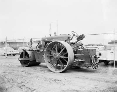 IHC tractor, model W400, converted to highway roller use.