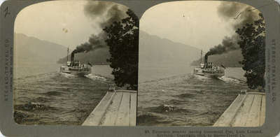 Excursion steamer leaving Inversnaid Pier, Loch Lomond, Scotland