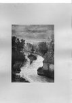 Photograph of an oil painting by Thomas Connon of the Elora Falls as it appeared when Roswell Matthews came in 1817.