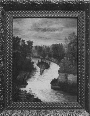 Photograph of the framed painting of &quot;The Tooth of Time, Elora Gorge&quot;, Elora, Ontario.