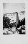 View of the bridge over the Irvine River, Elora, while under construction.