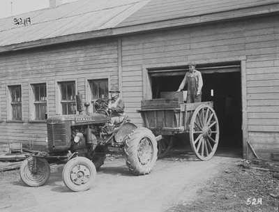 Unidentified Men With Tractor & Dump Cart