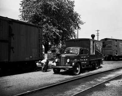 Truck Sitting Next to Railroad Cars, Hamilton, ON