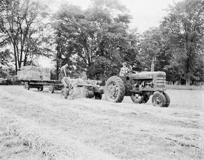 Tractor Baling Hay, Barrie, ON