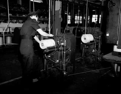 Female Employee Using a Twine Winding Machine, Chicago, IL