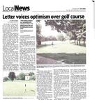 Letter voices optimism over golf course