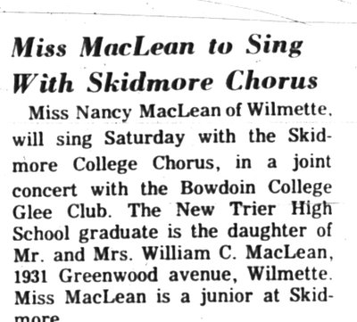 Miss MacLean to Sing with Skidmore Chorus