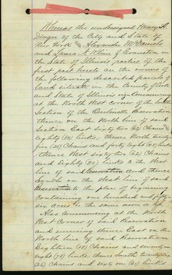 Legal agreement for development of land in Wilmette dated March 2, 1868