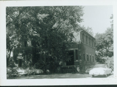 Black and white photograph of Gross Point Village Hall