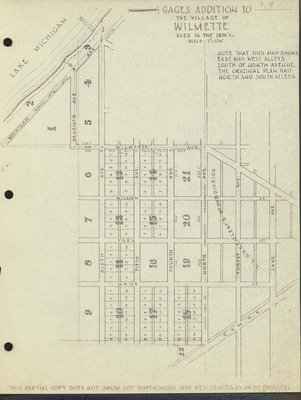 Gage's Addition to the Village of Wilmette used in the 1870s