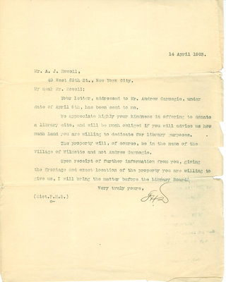 Letter from F. H. Drury to A. [Alexander] J. Howell, 14 April 1903