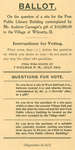 Ballot on the question of a site for the Free Public Library Building contemplated by Mr. Andrew Carnegie's gift of $10,000 to the Village of Wilmette, Ill.