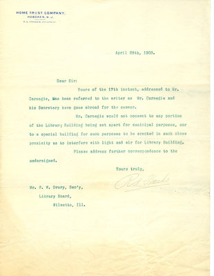 Letter from R. A. Franks to F. W. [Francis H.] Drury, 28 April 1903